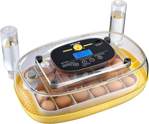 Miniatura 9 de VEVOR Incubadora de 24 huevos, volteador automático de huevos con vela LED, control de temperatura y humedad, ventana transparente de 360°