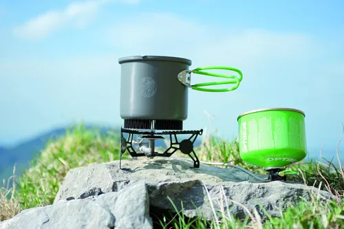 Miniatura 4 de Optimus Vega Estufa de mochilero de 4 estaciones, estufa de campamento invertida para clima frío, estufa de gas para exteriores de un solo quemador