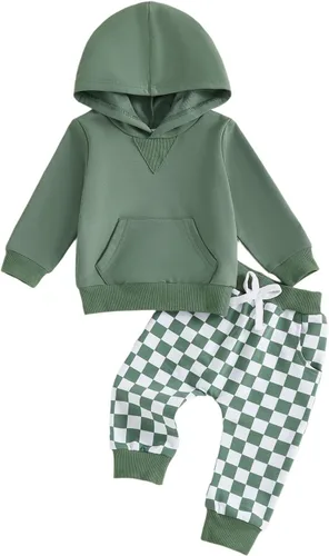 Miniatura 254 de Conjunto de ropa de otoño e invierno para bebé y niño, sudadera larga con capucha y pantalones para niños pequeños, 6, 12, 18, 24 meses, 2T