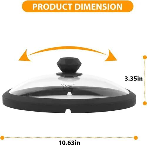 Miniatura 5 de Tapa de microondas de vidrio con protección contra salpicaduras con mangos de silicona anti-quemaduras y borde ventilado para cubrir ollas y platos