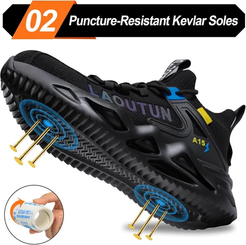 Miniatura 3 de LAoutun Steel Toe Shoes for Men Women Work Shoes Safety Sneakers Shoes Comfortable Lightweight Puncture Proof Slip on Indestructible Work Shoes