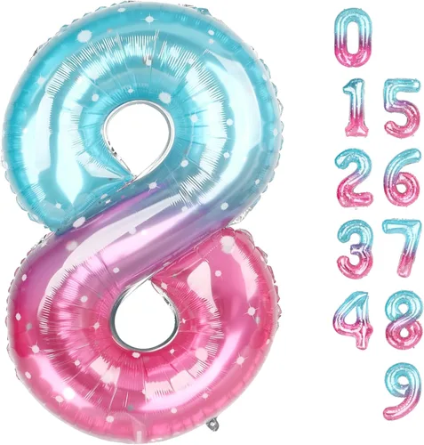 Miniatura 325 de Globos de números de 5 globos de 40 pulgadas, decoraciones de cumpleaños azules para niños y niñas, globos de números azul marino grandes