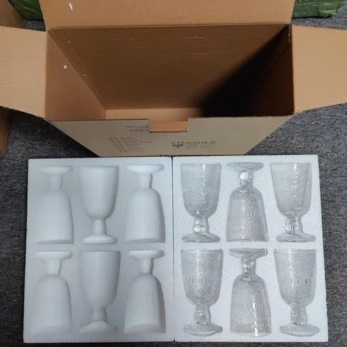 Miniatura 6 de Taganov Juego de 6 copas de vino vintage transparentes, 10 onzas, con tallo, bonitas copas de vidrio para bodas, fiestas, bar