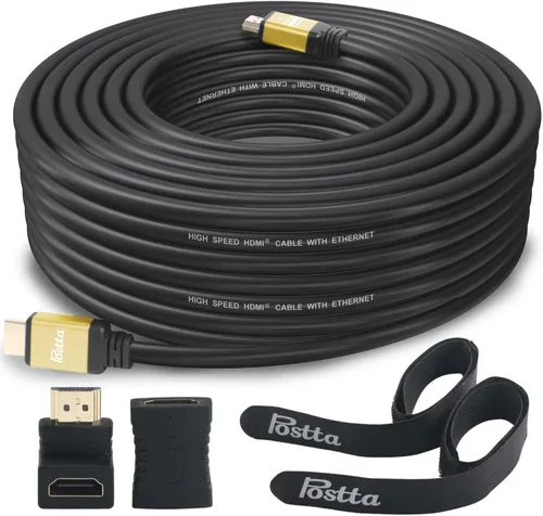 Postta Cable HDMI de 40 pies HDMI 2.0 V con 2 bridas de cables+2 adaptadores HDMI compatibles con 4K 2160P, 1080P, 3D, retorno de audio y