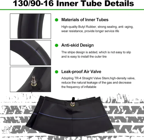 Miniatura 3 de 130/90-16 Tubo interior 5.00/5.10-16 Tubo de equilibrio de motocicleta resistente para scooter, motocicleta, aplicaciones callejeras y todoterreno