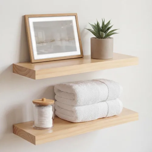 Miniatura 70 de Homeforia Estante flotante blanco de 48 pulgadas, estantes flotantes de madera maciza de alta gama de 48 pulgadas de largo para montaje en pared