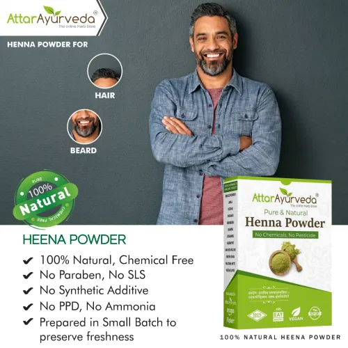 Miniatura 3 de Attar Ayurveda Polvo de henna natural para el color y el crecimiento del cabello, reduce la caída del cabello, 100% natural, sin conservantes