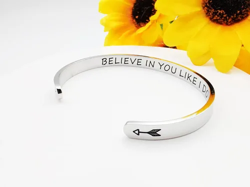 Miniatura 254 de Pulseras inspiradoras para mujer, joyería de acero inoxidable, con refranes, pulsera motivacional con mensaje oculto, pulseras grabadas para mejor