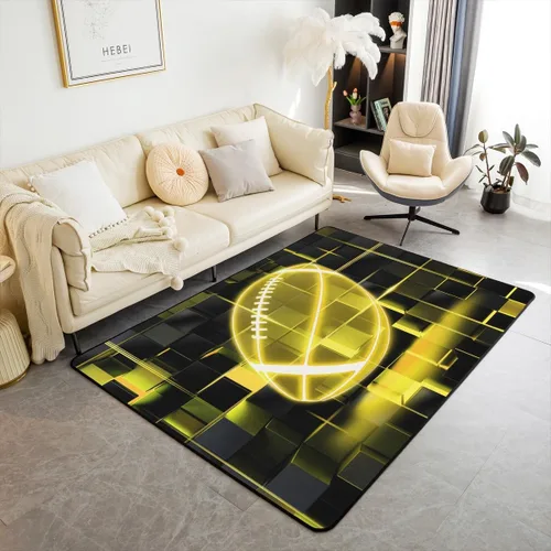 Miniatura 13 de Erosebridal Tapete de fútbol para interiores de 3 x 5 pulgadas, alfombra de fútbol neón para niños, adolescentes, hombres, brillantes, geométricas