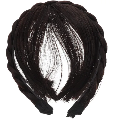 Miniatura 11 de Extensiones de cabello sintético con flecos, para mujeres y niñas (negro)