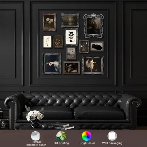 Miniatura 3 de LANCHI95 12 piezas de decoración Dark Academia, imágenes estéticas de decoración oscura melancólica, láminas de arte mural gótico victoriano