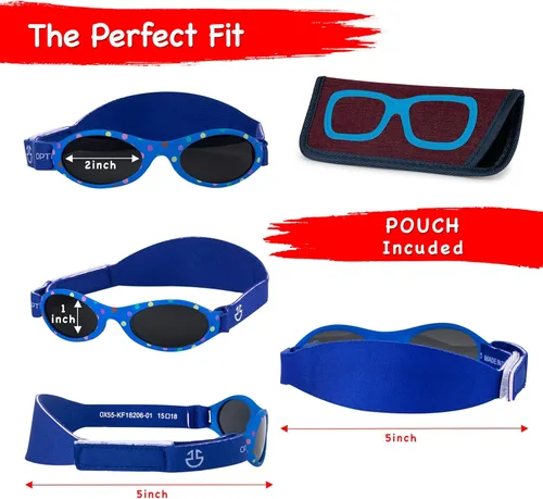 Miniatura 2 de Optix 55 Gafas de sol para bebé con correa Gafas de sol para bebés, niños y niñas de 0 a 12 meses edad 3, UV 400
