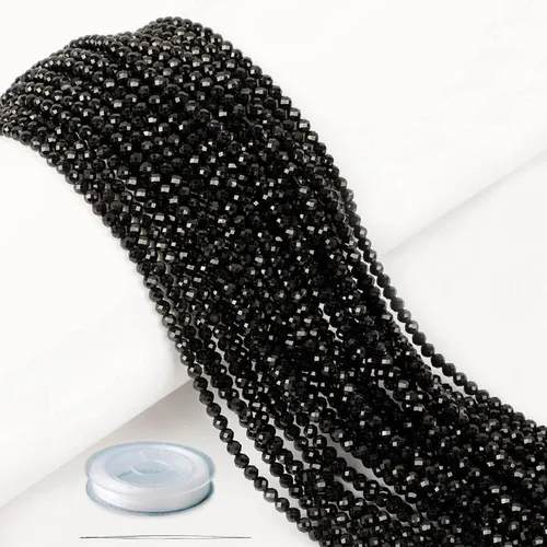 Miniatura 17 de AD Beads Cuentas naturales de piedras preciosas con corte de diamante micro facetado de 4 mm pequeñas y redondas para hacer collares y pulseras DIY