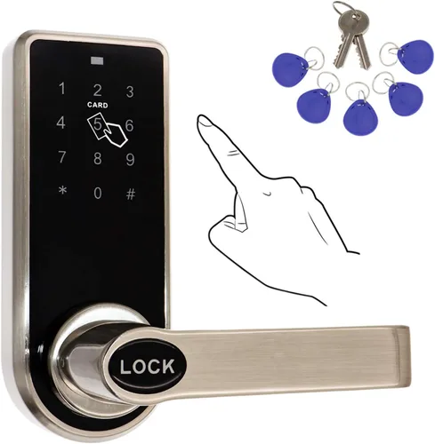 ETEKJOY Cerradura de puerta electrónica 3 en 1 con contraseña RFID tarjeta/etiqueta oculta Keyhole digital pantalla táctil teclado izquierda /