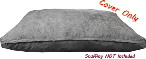 Miniatura 5 de Dogbed4less 35 x 20 x 4 pulgadas. Tamaño pequeño y mediano: funda de repuesto externa de tela de gamuza en color gris con forro de cremallera