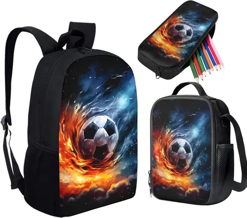 Miniatura 130 de HUGS IDEA Juego de 3 bolsas escolares con aislamiento térmico para el almuerzo, estuche para lápices