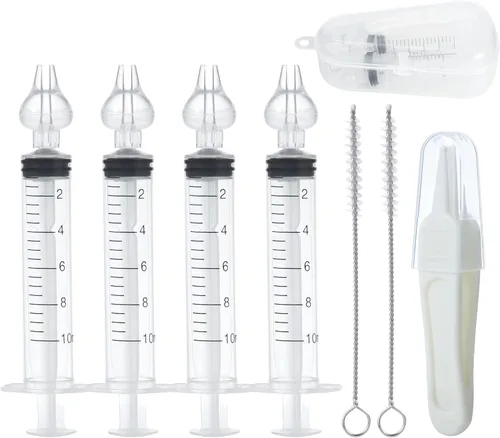 PandaEar Irrigador nasal para bebés con caja portátil, irrigador nasal profesional para bebés con pinzas y cepillo de limpieza para recién nacidos,