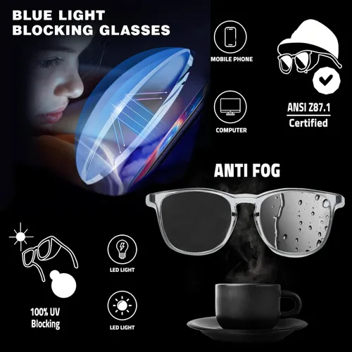 Miniatura 4 de Gafas de seguridad para enfermeras, gafas protectoras – Antivaho marco cuadrado elegante gafas transparentes para mujeres y hombres C16-negro Gery