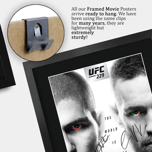 Miniatura 5 de HWC Trading UFC 229 Pelea Khabib Nurmagomedov vs Conor McGregor 40 x 30 cm Regalos con Marco Autógrafo Impreso y Firmado para Fans de Recuerdos