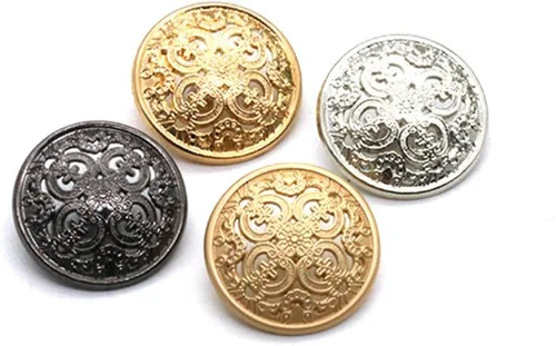 Miniatura 8 de 30 botones metálicos para abrigos, chaquetas, redondos, planos, de repuesto, hebilla hueca, costura para bricolaje, suéter (oro claro, 0.71 pulgadas)