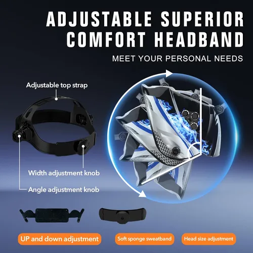 Miniatura 7 de TRQWH Welding Helmet Auto Darkening Large Viewing True Color Solar Powered Welding Mask with 4 Arc Sensor Adjustable Wide Shade Range 4~5-8/9-13