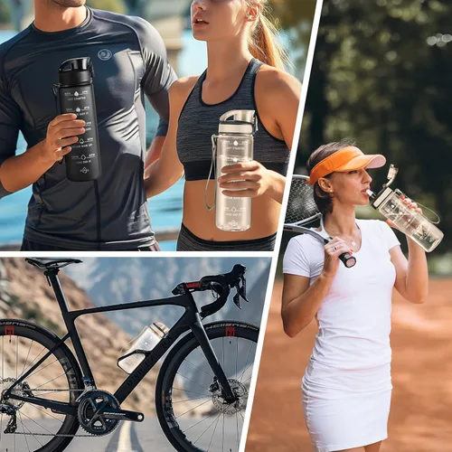 Miniatura 7 de Enerbone Botella de Agua, A Prueba de Fugas Sin BPA y Tóxicos, Botella de Agua Motivacional con Horarios para Beber y Pajita, Botella de Agua