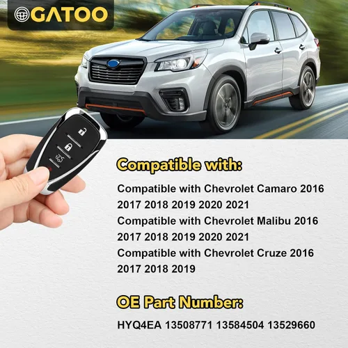 Miniatura 3 de Llavero de repuesto compatible con Chevy Malibu Cruze Camaro 2016 2017 2018 2019 2020 2021, reemplaza a HYQ4EA 13529660 13508771 13584504
