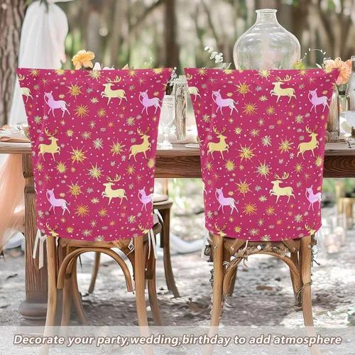 Miniatura 6 de Juego de 6 fundas decorativas para sillas de oficina y reuniones familiares, fundas extraíbles para sillas de comedor, diseño de copos de nieve