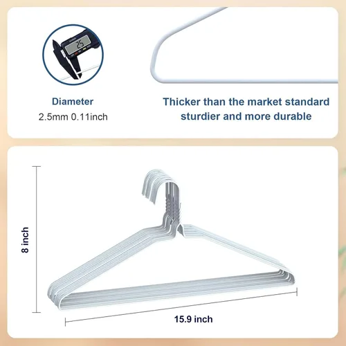 Miniatura 2 de SPECILITE Perchas de Alambre de Metal a Granel Paquete de 100 para Trajes de Tamaño Estándar, Abrigos, Camisas, Pantalones, Faldas, Ahorro de Blanco