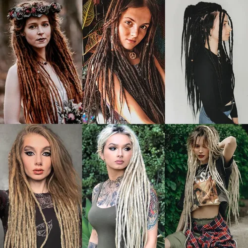Miniatura 5 de Leeven Extensiones de rastas grises de 40 hebras de 18 pulgadas con terminación única hechas a mano, extensiones de rastas suaves de 0.6 cm