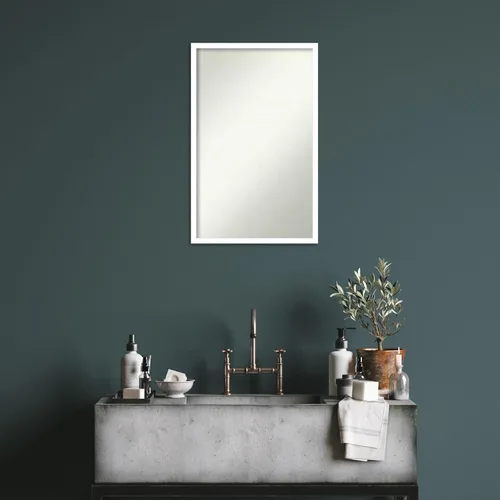 Miniatura 873 de Amanti Art Espejo de baño blanco para sobre el fregadero, 32 x 45 pulgadas, espejo de tocador rectangular blanco esbelto, marco de madera moderno