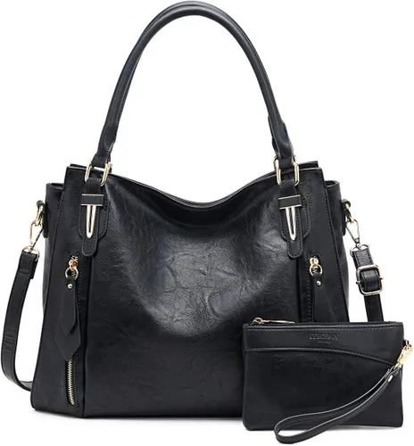 Bolso de mano tipo hobo para mujer, de piel sintética, con correa ajustable para el hombro, a la moda