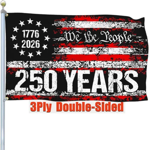 NASIAN Bandera de Aniversario Americana de 250 Años de 3 Capas, Bandera Patriótica del 250º Aniversario de EE. UU., Bandera del 4 de Julio "We The