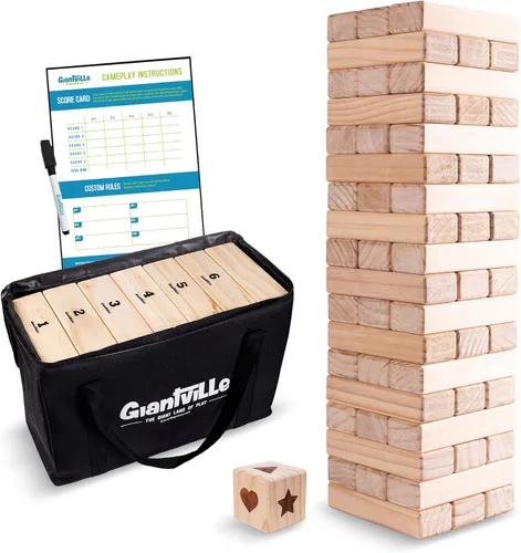 Miniatura 7 de Giantville Juguete gigante de madera de pino – Torre de bloques de madera de pino de tamaño real – Piso grande/tablero juego de patio