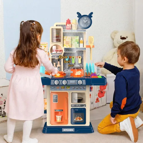 Miniatura 4 de Juego de cocina para niños pequeños, juego de cocina para niños pequeños, juguetes para niñas con estufa de cocina, vapor, fregadero y alimentos