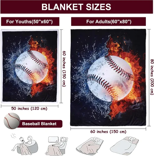 Miniatura 4 de Sviuse Manta de béisbol con estampado de bolas de béisbol, regalos para niños y adultos, artículos deportivos para amantes del sóftbol, manta suave
