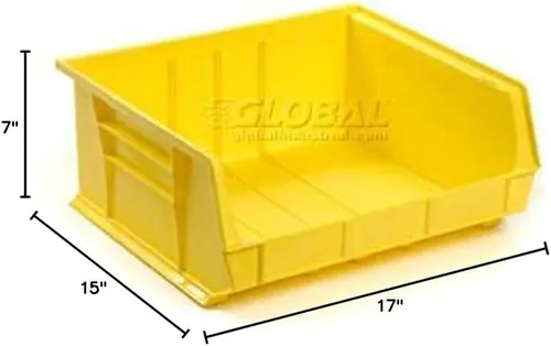 Miniatura 2 de Global Industrial Cubo apilable de plástico amarillo 16-1/2 x 14-3/4 x 7, lote de 6