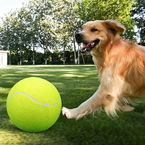 Miniatura 2 de WALOO Pets Jumbo - Pelota de tenis gigante de 9.5 pulgadas para perros (barcos desinflados; bomba incluida) (paquete de 1)