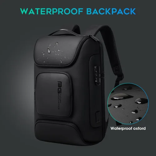 Miniatura 7 de BANGE Mochila de negocios, mochila para laptop con puerto de carga USB, mochilas de negocios delgadas para 15.6 pulgadas, mochila de viaje