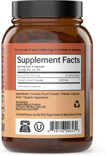 Miniatura 3 de Cápsulas de cúrcuma orgánica de 600 mg – Suplemento de raíz de curcumina pura, píldoras de polvo de raíz cruda, suplementos orgánicos para apoyo