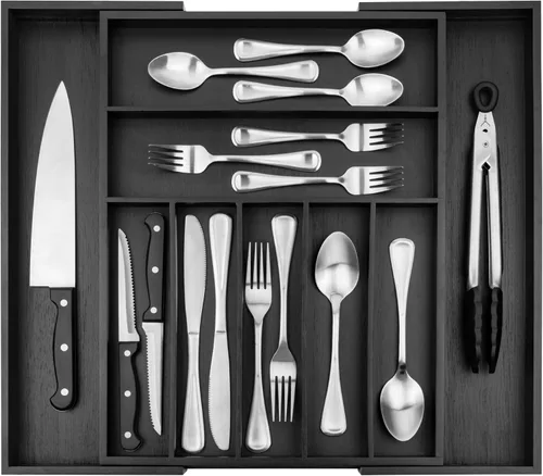 Miniatura 12 de Organizador de Cajón de Cocina Purawood - Organizador de Utensilios Extensible para Cocina, Bandeja de Cuchillos y Organizador de Cubiertos, 3-5