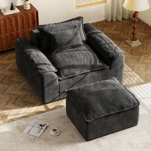 Miniatura 30 de Hobestluk Cloud - Sofá individual de espuma viscoelástica con asiento profundo, sofá en forma de L con funda extraíble, sofá grande para sala