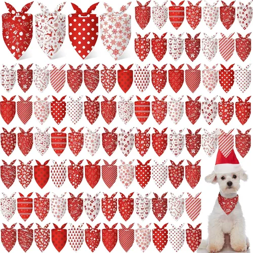 Miniatura 9 de Chunful 100 piezas de bandanas para perros a granel paquete de verano bufanda triangular babero pañuelo conjunto para accesorios de disfraz