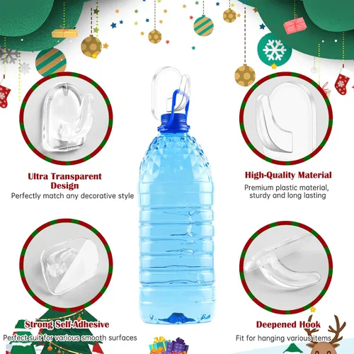 Miniatura 3 de Ganchos de luz de Navidad, clips transparentes para luces de cadena, ganchos adhesivos de pared transparentes para colgar, pequeños clips adhesivos