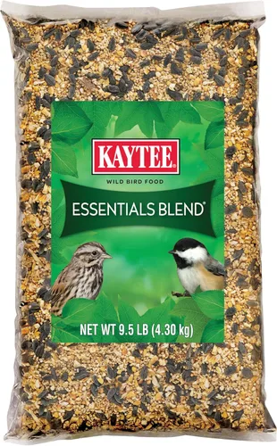 Kaytee Essentials Blend with Black Oil Sunflower, maíz agrietado y mijo, semillas de alimento para aves silvestres para cardenales, arrendajos,