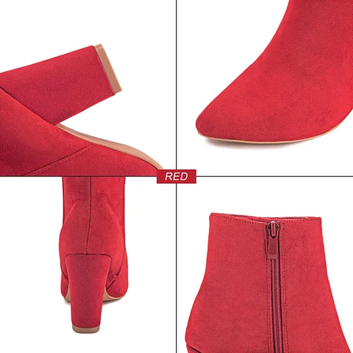 Miniatura 6 de Jiu du Botines de tacón alto para mujer, con puntera puntiaguda, con cremallera lateral, tacones altos, botas cortas