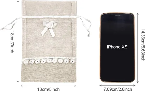 Miniatura 2 de SumDirect Bolsas de arpillera con cordón de rosa – 20 bolsas de regalo de organza de yute de encaje de 5 x 7 pulgadas, bolsas de regalo de lino
