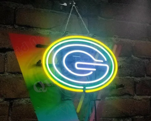 Miniatura 2 de Queen Sense 14"x10" Green Bay Neon Sign Light Man Cave Bar Pub Cerveza Decoración Lámpara de neón A114GBPL