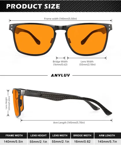 Miniatura 9 de ANYLUV Gafas de luz azul para hombre + lentes de bloqueo de luz azul para computadora de metal Al-Mg