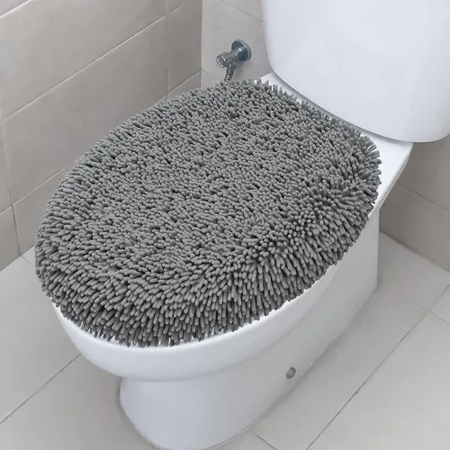 Miniatura 10 de TREETONE Shaggy - Funda de felpilla para tapa de inodoro de baño, fundas de asiento de felpa ultra suave, esponjosa y absorbente, 19 x 21 pulgadas